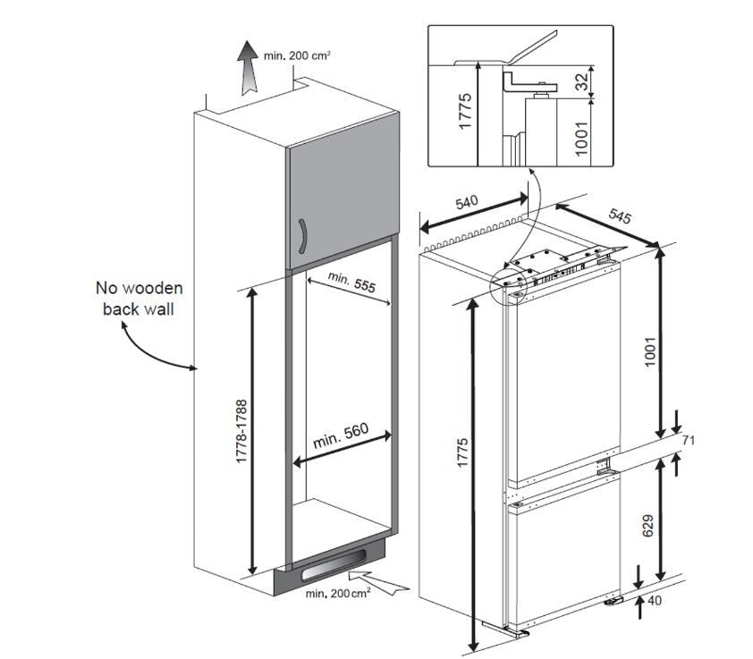 Blomberg Integrert kombiskap KNE4551IN Integrert kombiskap - Norskombruk.no