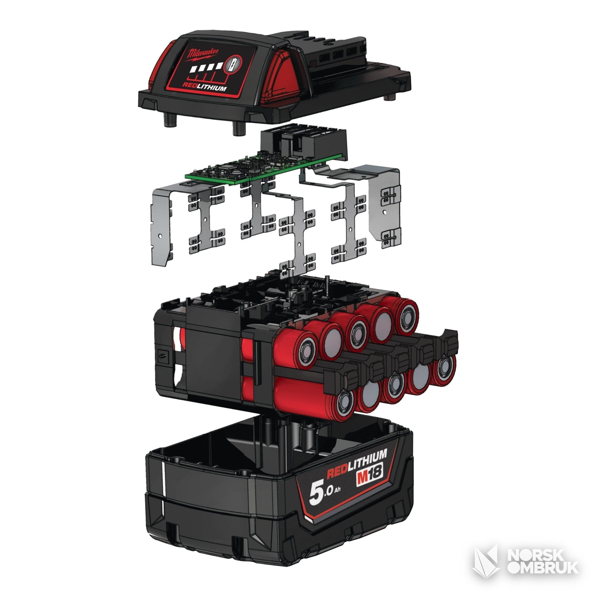 Brukt Milwaukee M18 B5 REDLITHIUM Verktøybatteri 5,0 Ah 18 V verktøybatteri - Norskombruk.no