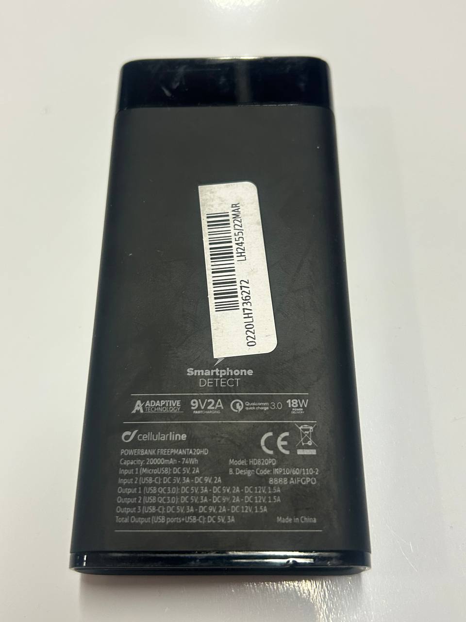 Cellularline FreePower Manta 20000 mAh Powerbank Powerbank - Norskombruk.no
