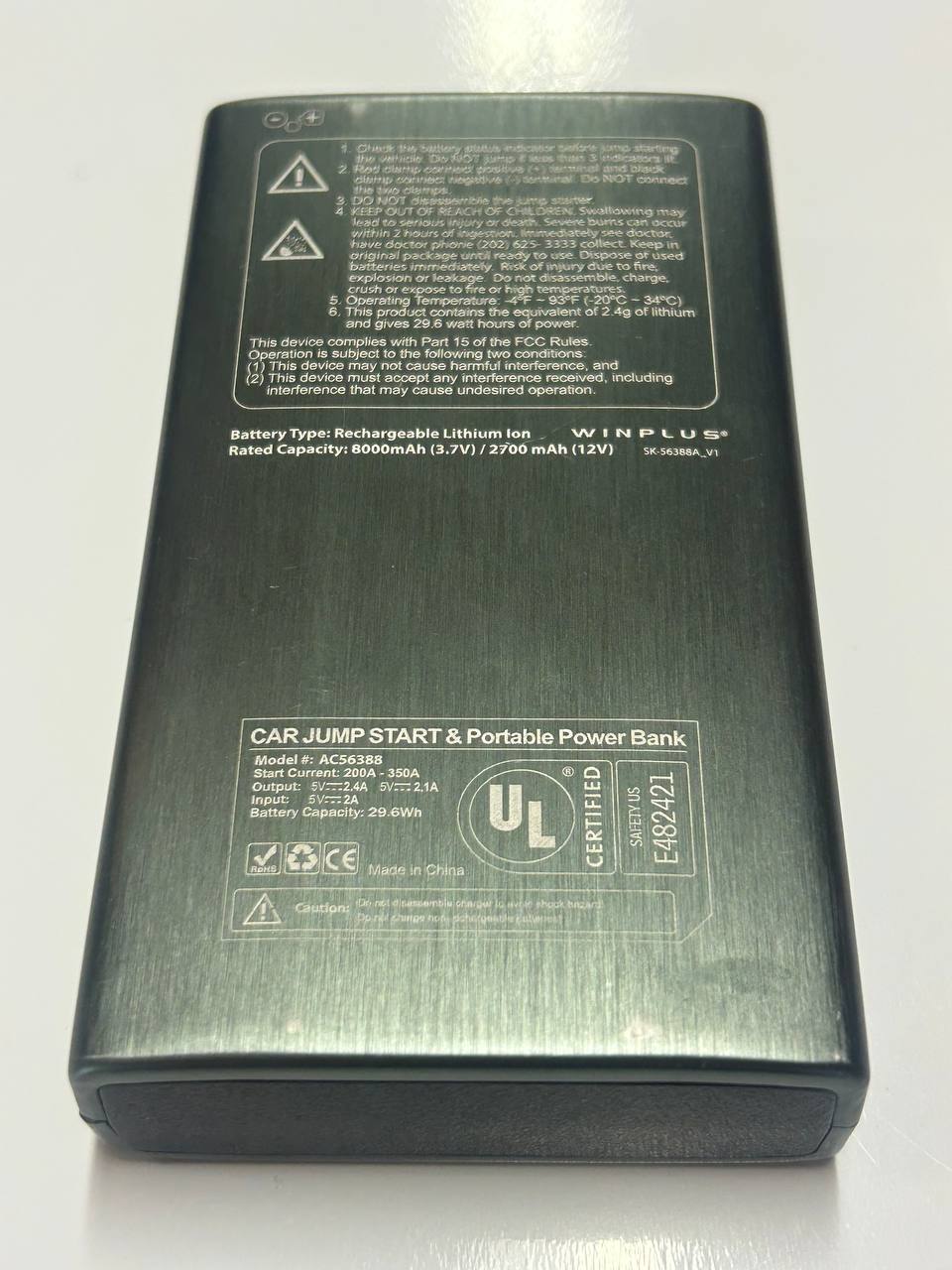Winplus AC56388 jumpstart & powerbank 8000 mAh Powerbank - Norskombruk.no